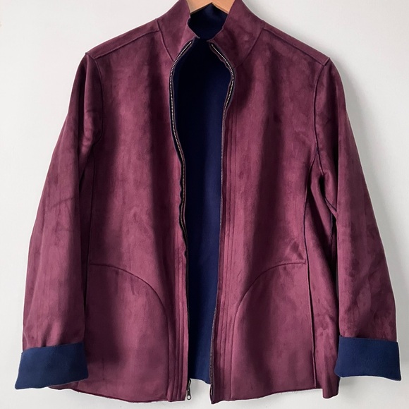 Faux Suede Zip Front Jacket Reversible Large L or Extra Large XL - Picture 7 of 9